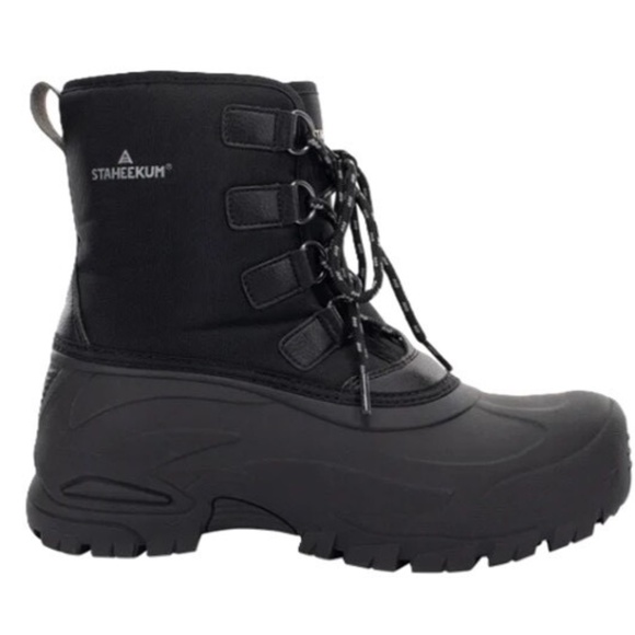 New Staheekum Men's Insulated Snow Boot Black Waterproof Cold -20 Lace Up NIB - Picture 2 of 7